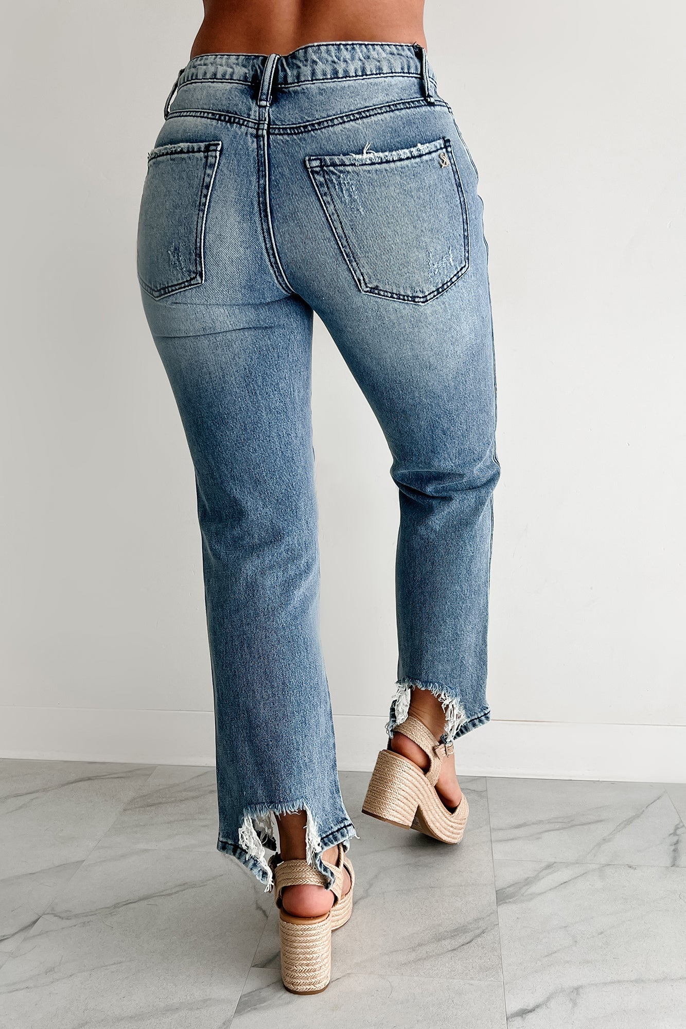 Rosanna Special A Distressed Hem Dad Jeans (Medium Light)