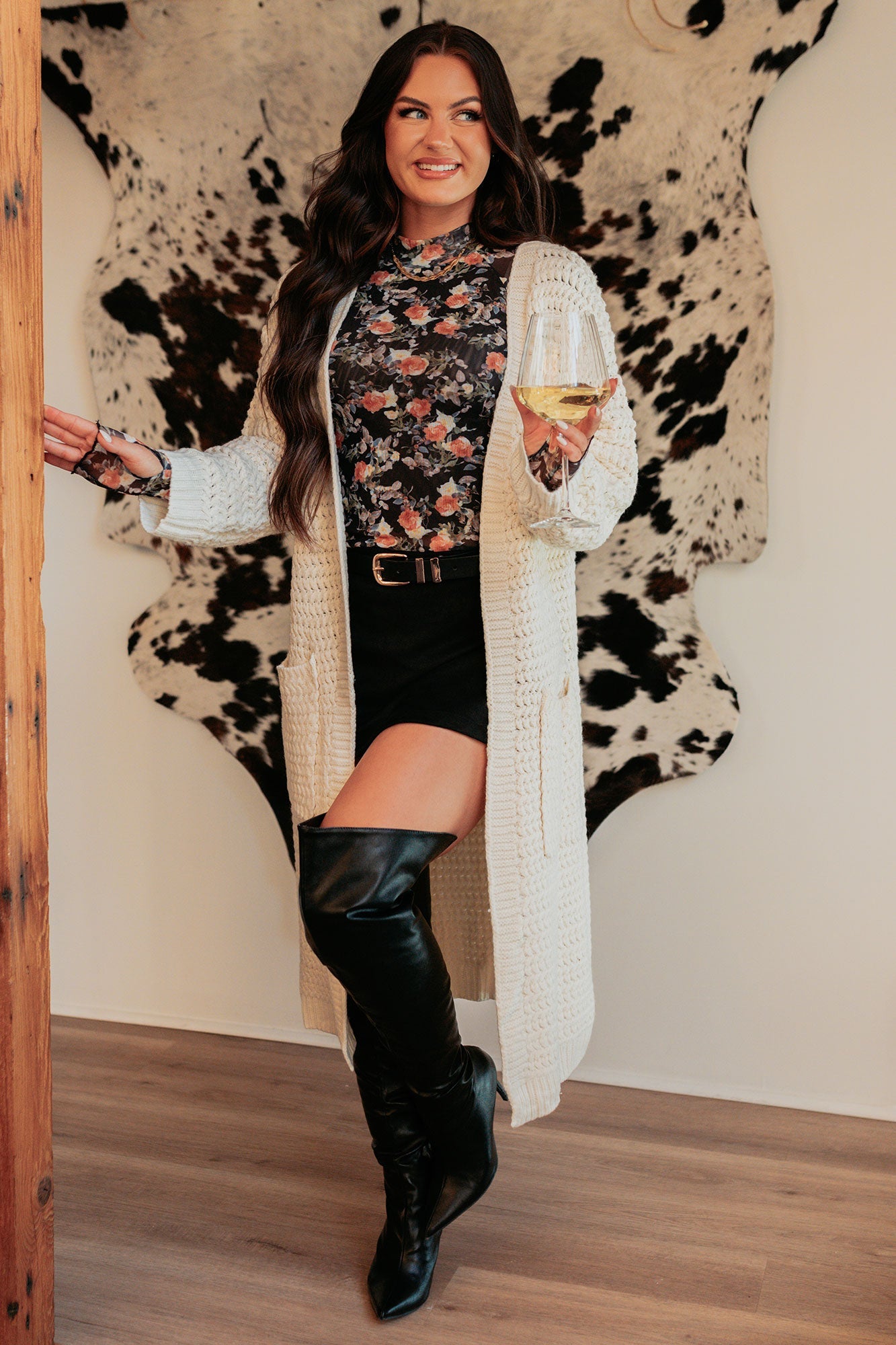 Still Dreaming Cable Knit Long Cardigan (Cream)